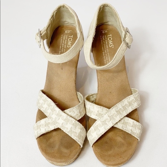 Toms Sienna cork wedge platform sandals Sz 9 - Picture 2 of 5